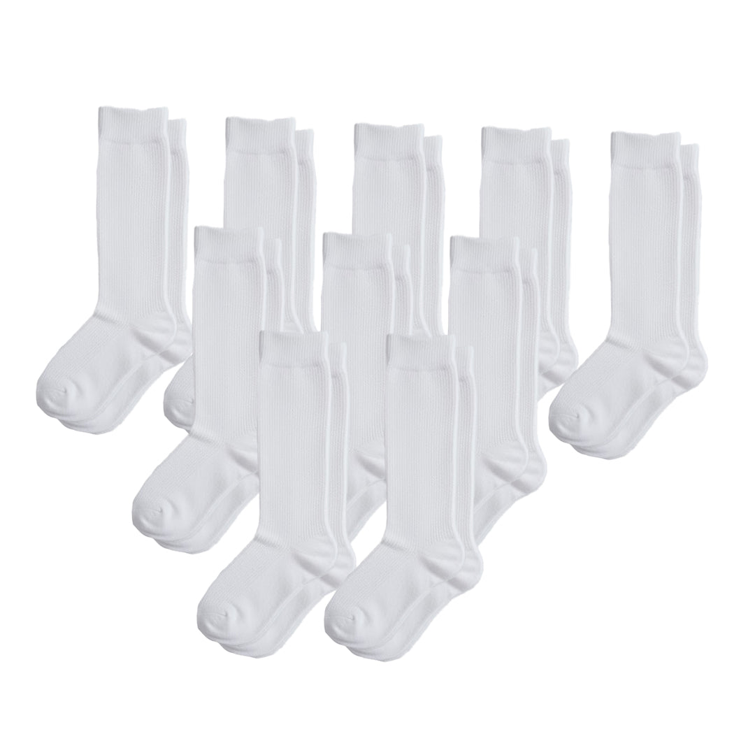10-Pack Padded Extra-Stretch Crew Socks - White