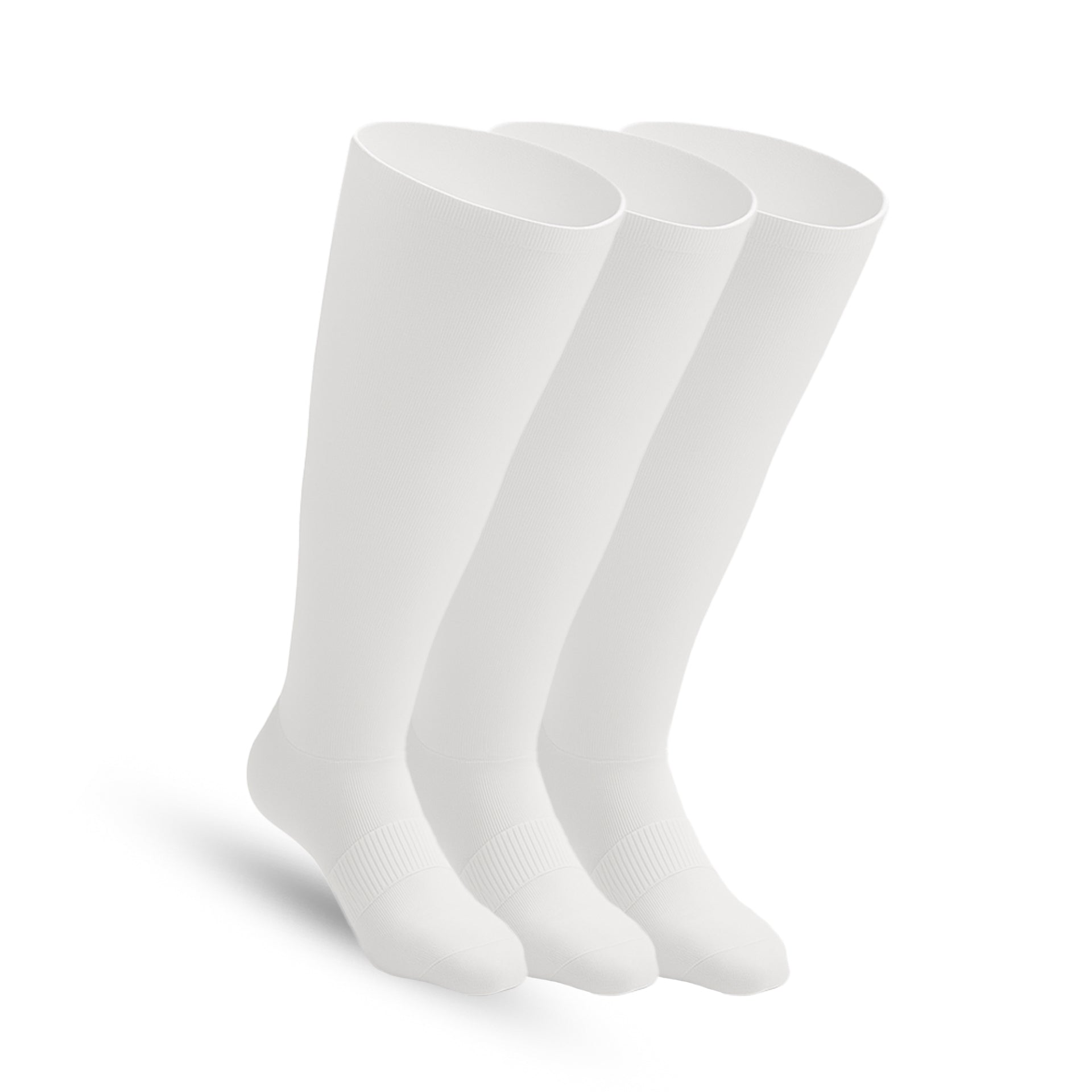 3 - Pack Padded Stretch Diabetic Knee Socks - White - ComfortWear