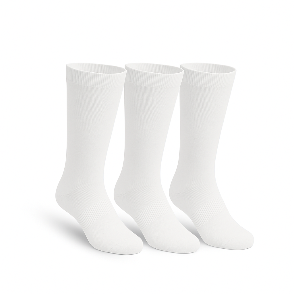 3-Pack Full White Extra-Stretch Crew Socks