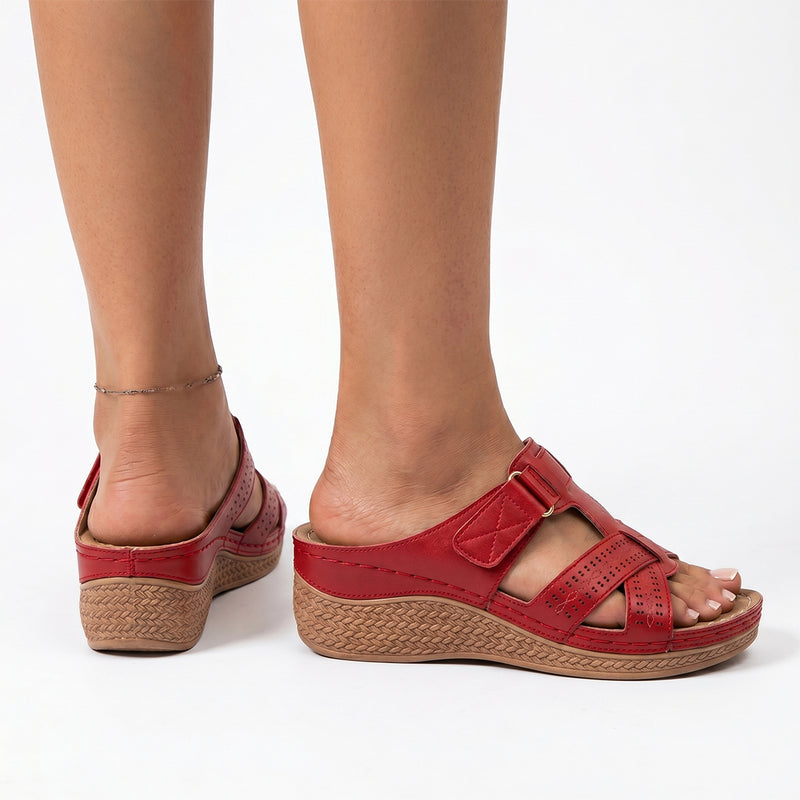 Sandales orthopédiques romaines à coussinets - Rouge