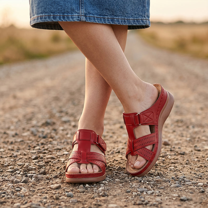 Sandales orthopédiques romaines à coussinets - Rouge