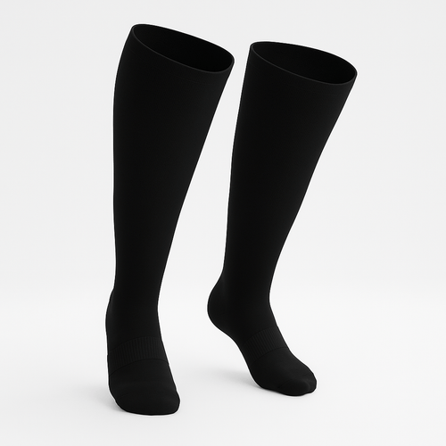 Padded Stretch Diabetic Knee Socks - Black - ComfortWear