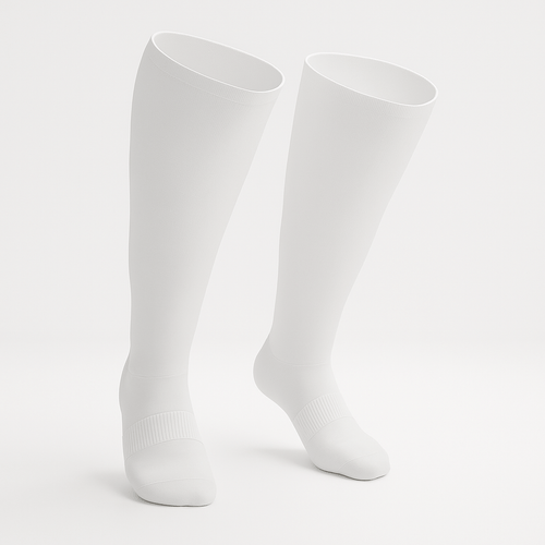 Padded Stretch Diabetic Knee Socks - White - ComfortWear