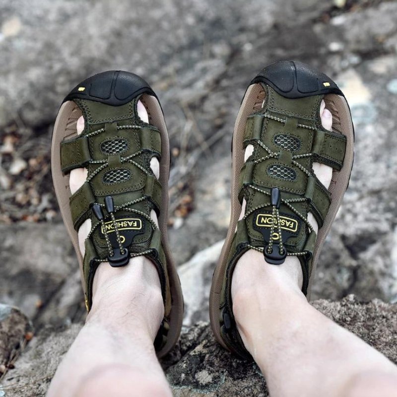 Men's High-Altitude Ortho Heel Strap Sandals - Green - ComfortWear Store